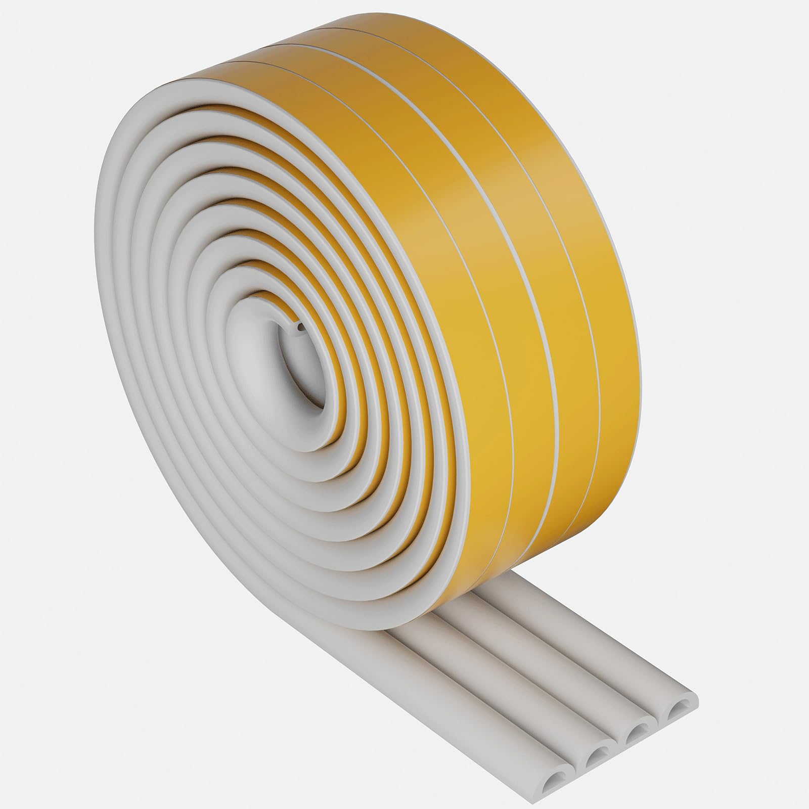 Weather Stripping Door Seal,D-Type Self Adhesive Foam Weather Stripping,Insulation Weatherproof and Soundproof weatherstrip,Collision Avoidance Rubber Seal Strip for Windows/Doors Frame.(White,66Ft)