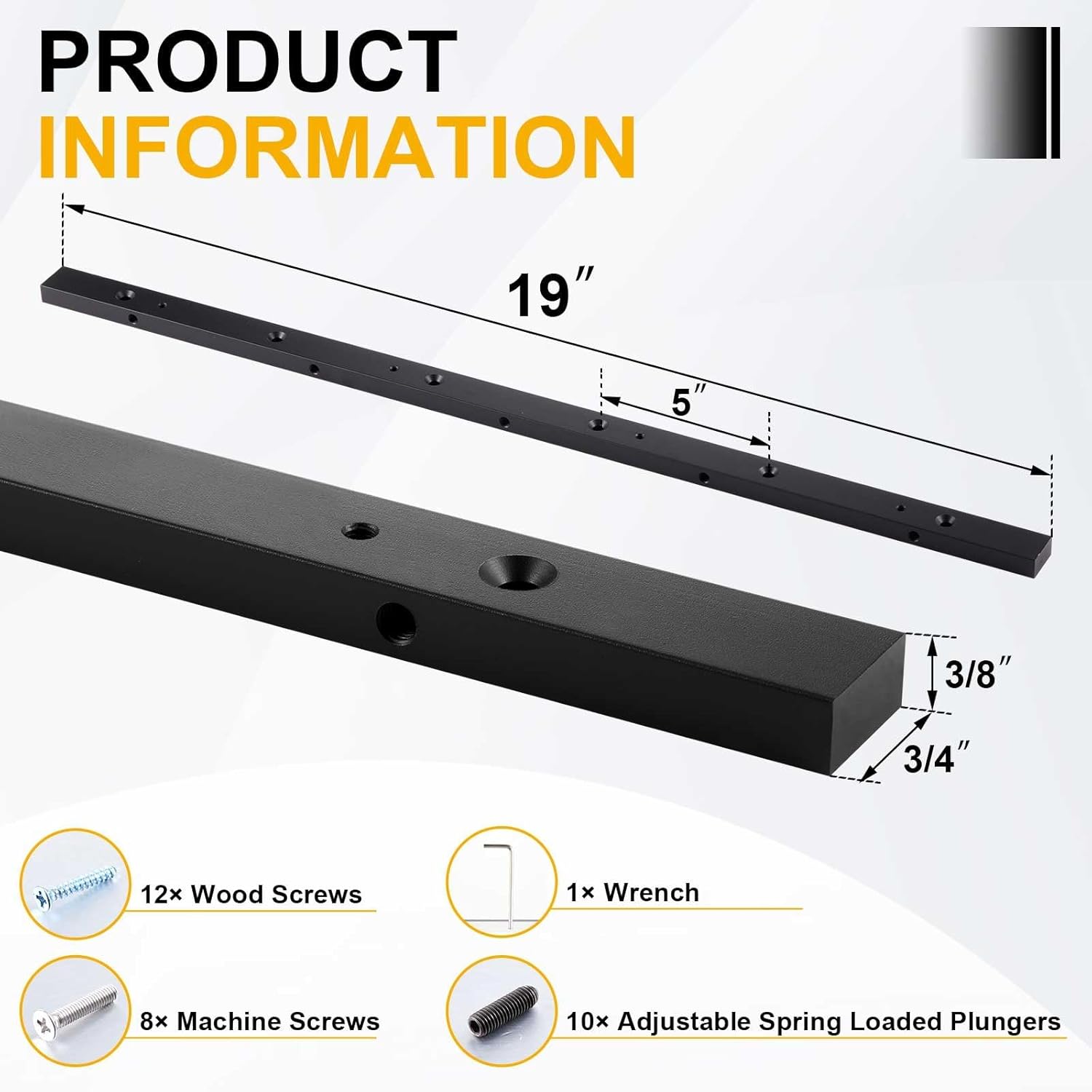 Blulu 2 Pcs Aluminum Miter Bars 3/4 x 3/8 x 19 Inches Miter Slot Table Saw Runners Clamping Tool Slider Table Saw Gauge Rod for Router Tables and Woodworking