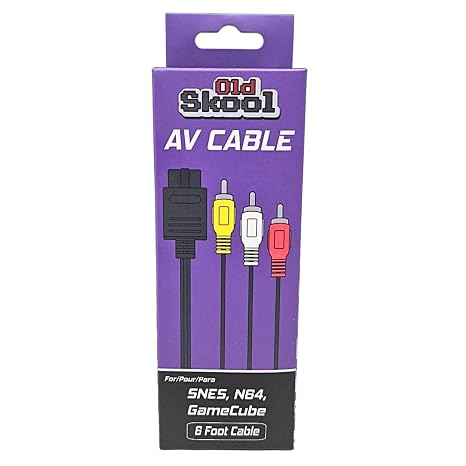 Old Skool AV Cable Compatible with Gamecube Compatible with Nintendo 64, N64 Compatible with Super Nintendo (Bulk Packaging)