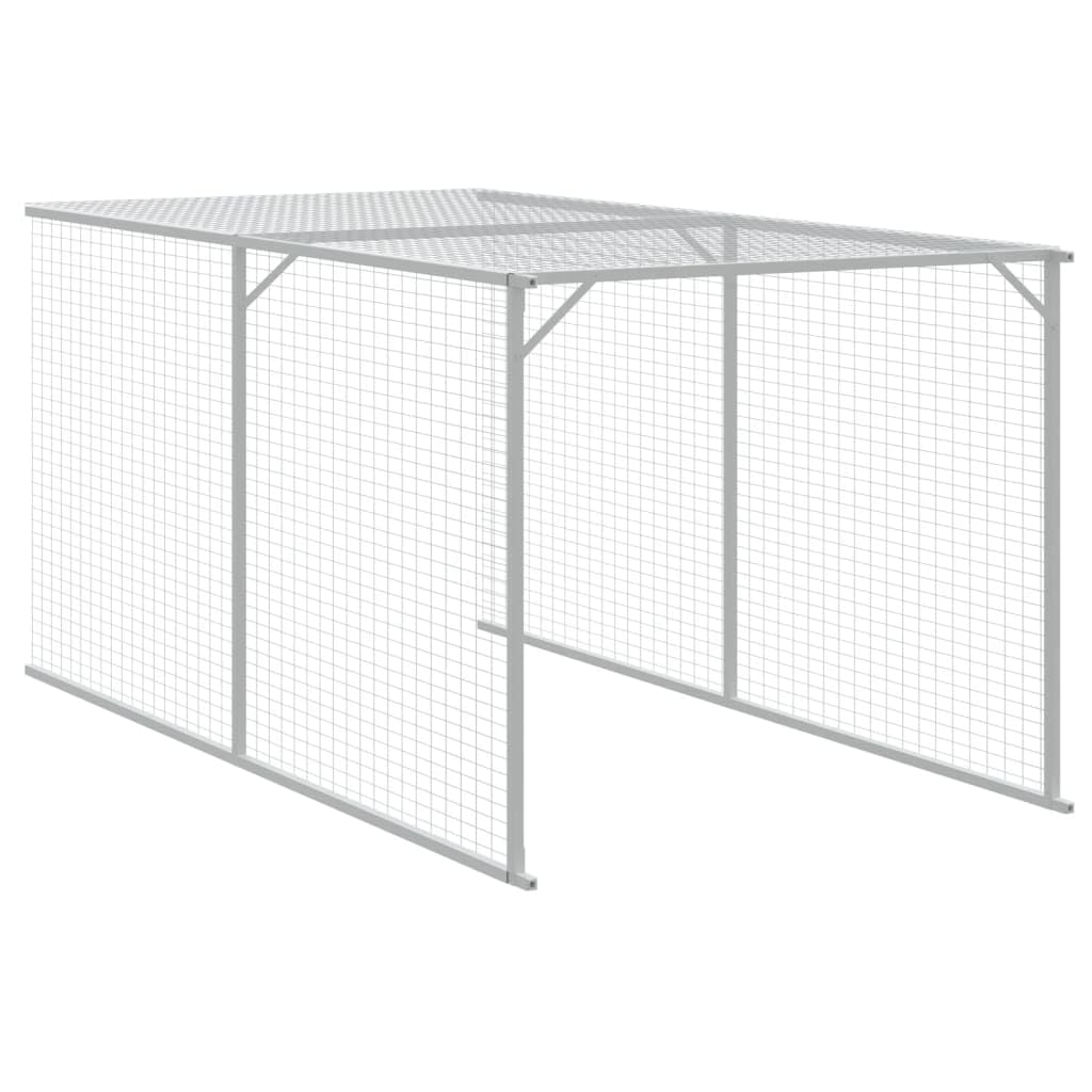 vidaXL Jaula Gallinas con Corral, Caseta de Pollos con Tejado, Recinto de Animales, Gallinero para Jardín Patio, Acero Galvanizado Gris