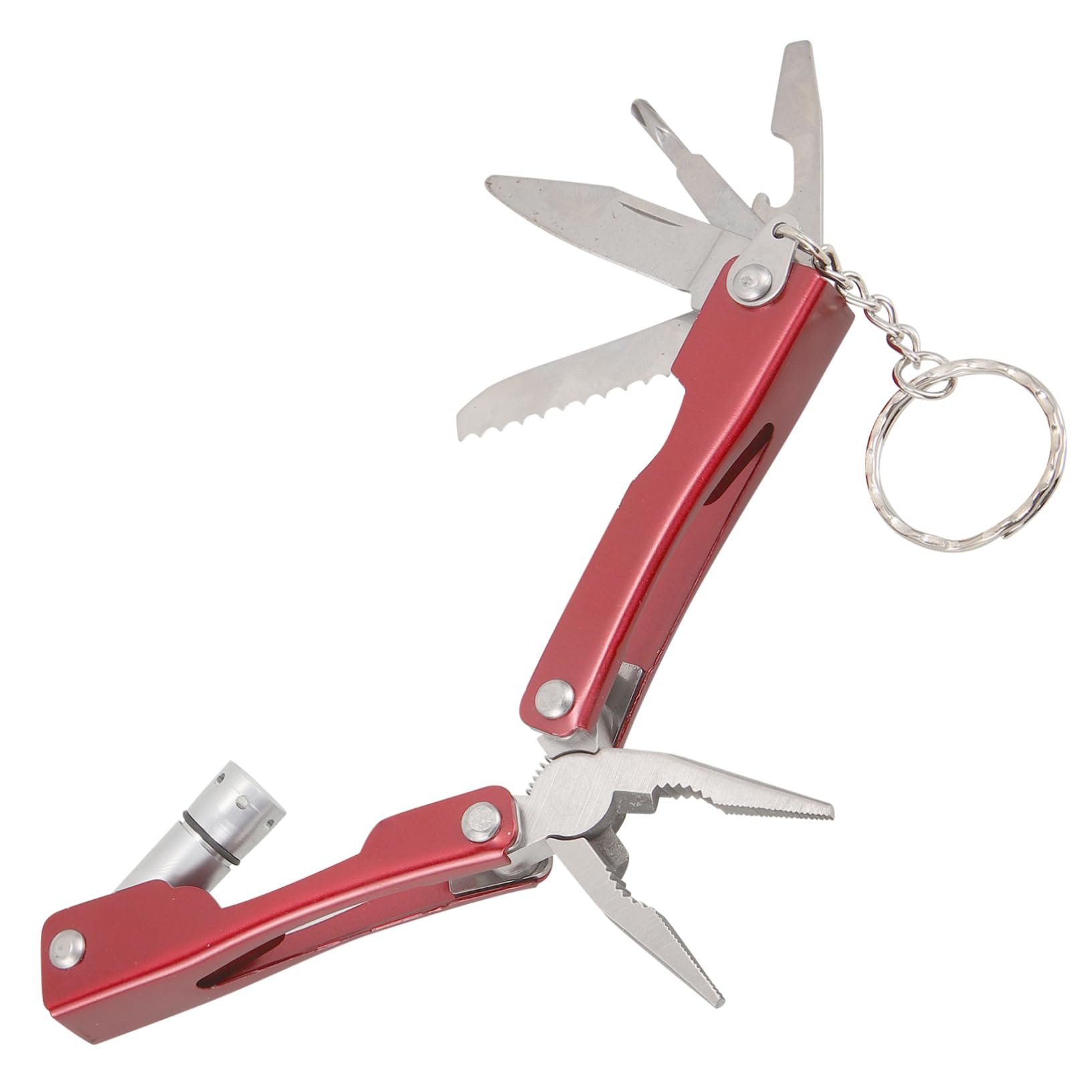MAGICLULU 4 Pezzi Mini Pinza Multifunzionale Acciaio Inossidabile con Torcia LED Strumento Tascabile per Emergenze All Aperto Campeggio