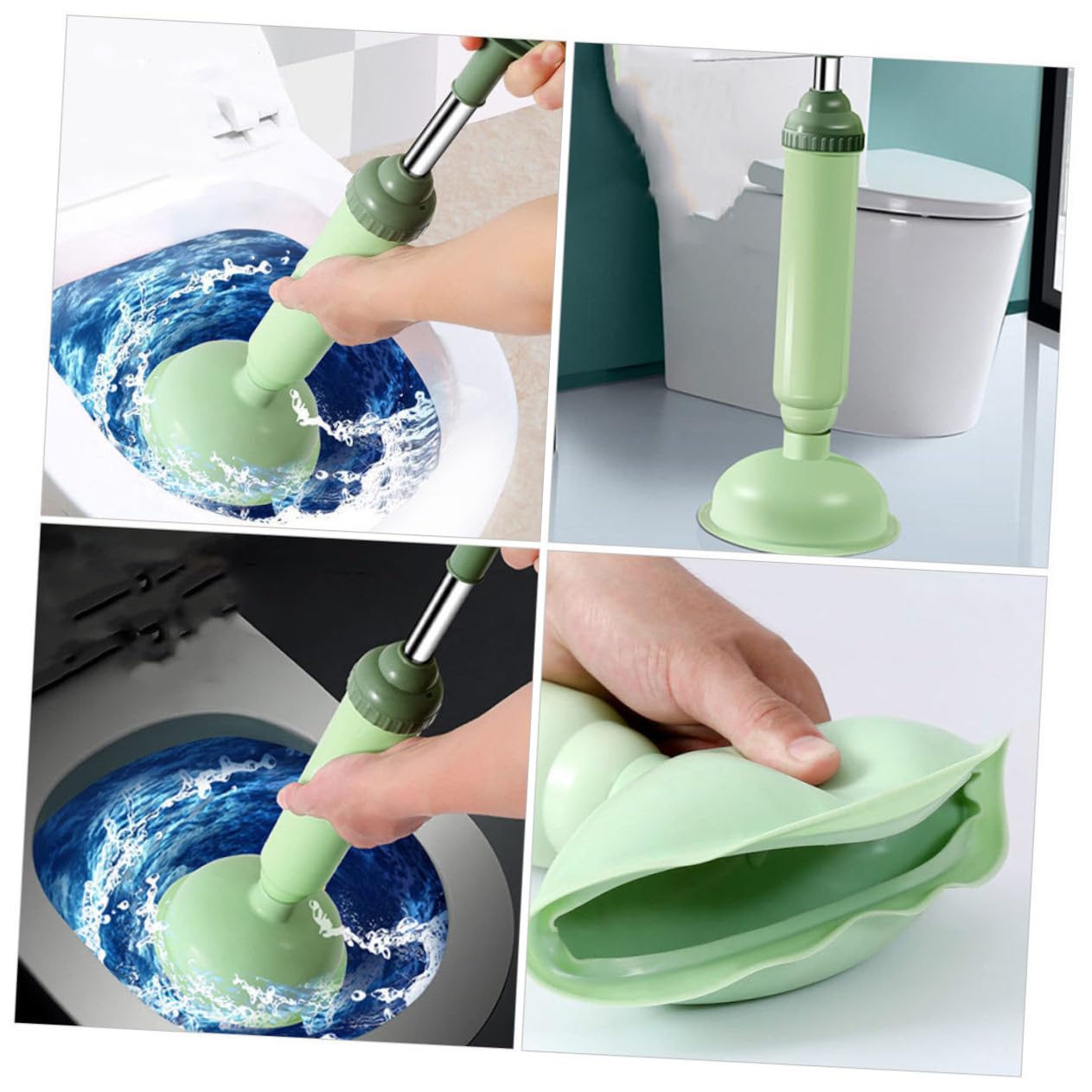 Ciieeo Stura Water a Pressione 2 Pezzi, Pompa Stura WC in PVC e Acciaio Inox, per Bagno e Cucina, Rimuove Blocchi Maggiore Pressione