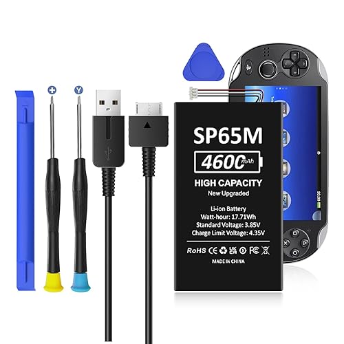 SHENMZ for Ps Vita 1000 Battery and Charger Cable,High Capacity New 0 Cycle Battery Replacement for Sony PS Vita PlayStation Vita PCH-1006 PCH-1001 PCH-1101 PSV 1000 SP65M Games with Repair Tool Kit