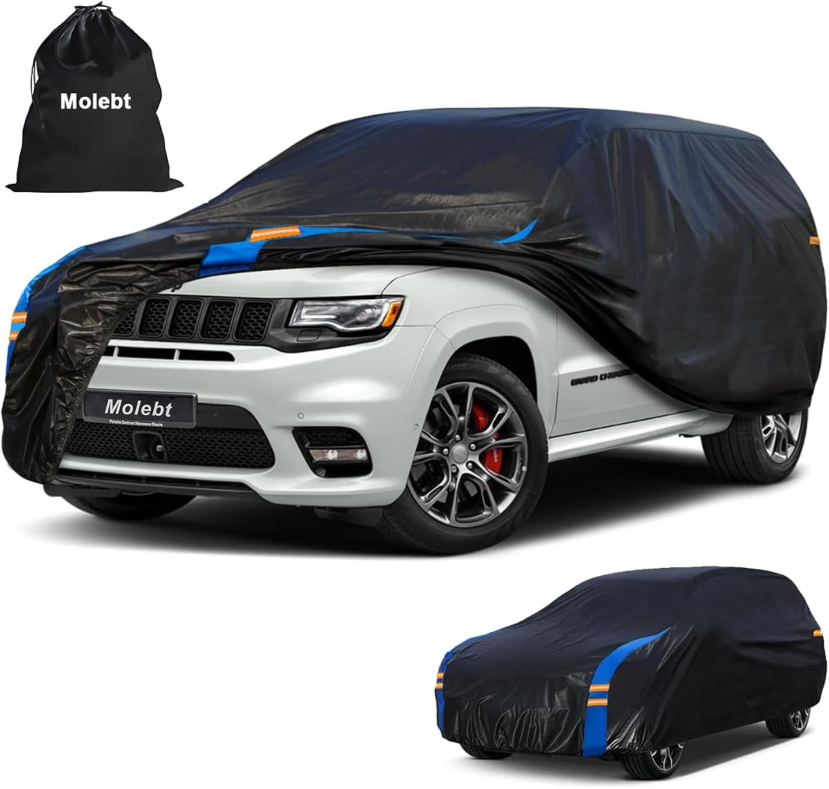 Funda para coche SUV impermeable para todo tipo de clima, fundas exteriores completas para Jeep (191-201 pulgadas) Ajuste universal para Jeep Grand Cherokee, Ford Explorer, etc. Protección contra la lluvia, el sol y la nieve.