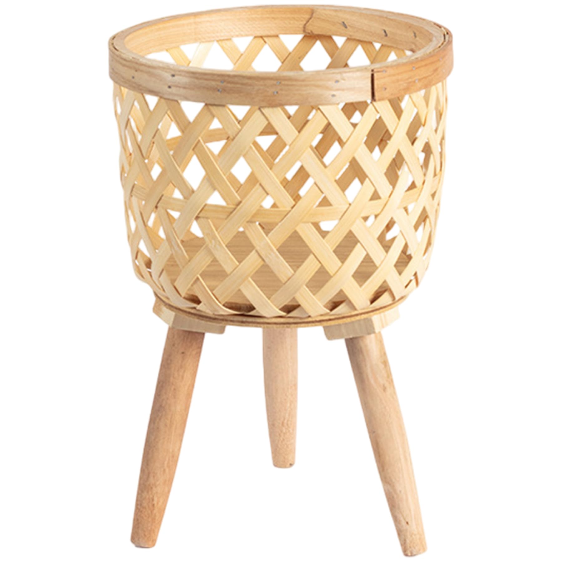 Support pour plantes en rotin et panier en osier boho pour décorer votre salon