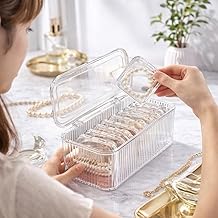 Besque Acrylic Jewelry Organizer Box Set, Portable Storage Boxes With Anti-Oxidation For Earrings, Bracelete, Rings, Necklace, Watch, Transparent Jewelry Case For Women & Girls (Jewelry Case)