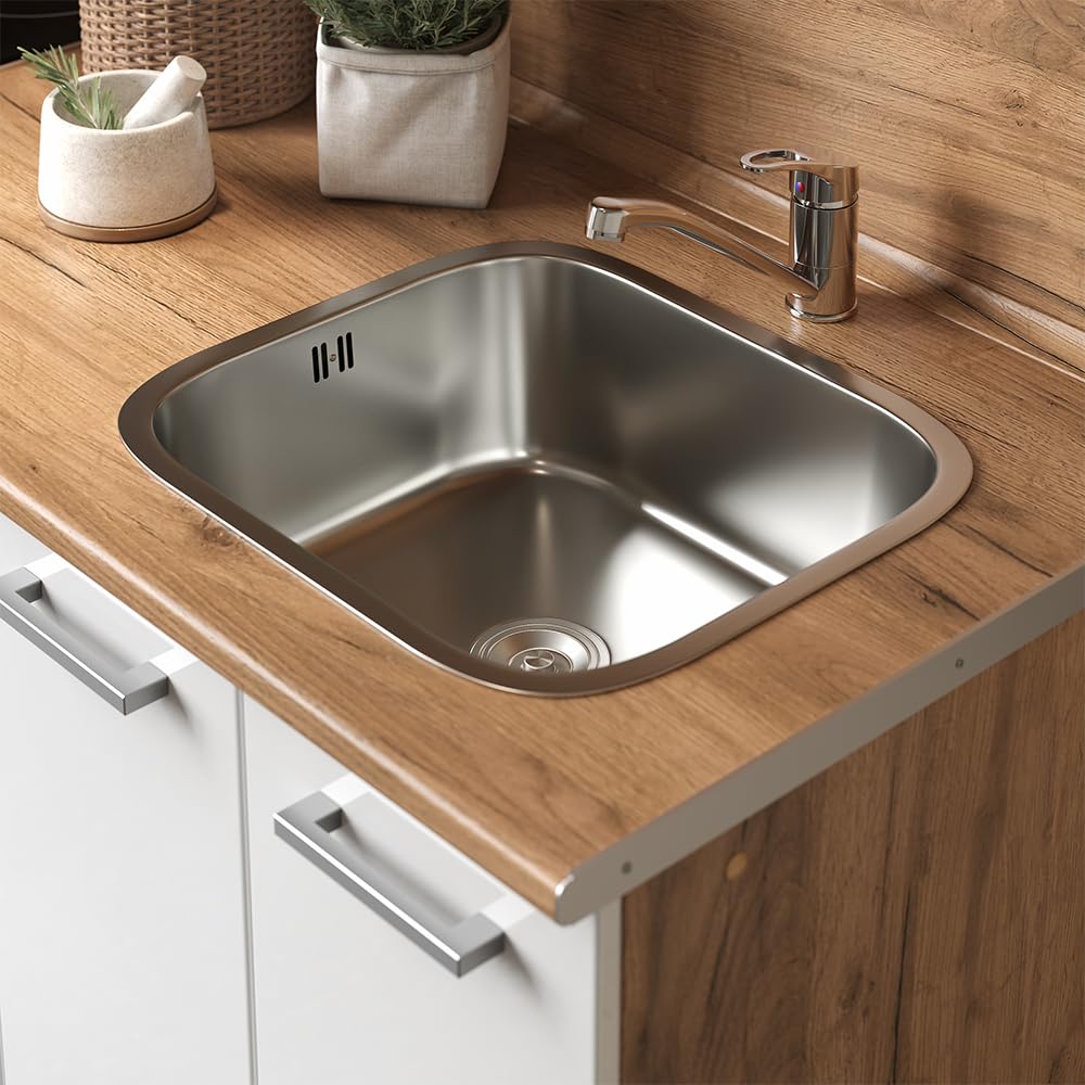 Vicco Pojedyncza kuchnia "R-Line", Biały połysk/złoty dąb power, 160 cm | z szafką pod piekarnik i zlewem bez BL, préparé pour l’intégration d’appareils électroménagers et d’un évier