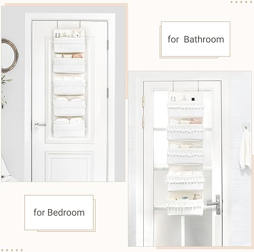 Miniatura 2 de Dahey Organizador bohemio para colgar sobre la puerta, para habitación del bebé, con borlas, decoración para dormitorio, cuarto de bebé, baño,