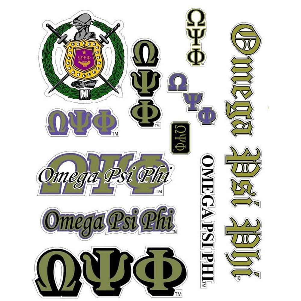 Express Design Group Omega Psi Phi Multi Greek Decal Sticker Sheet