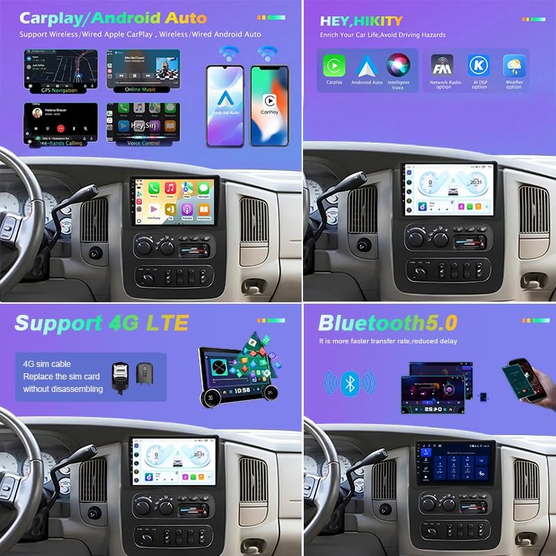 Pantalla Táctil con Android Auto Inalámbrico para Dodge RAM 1500 5