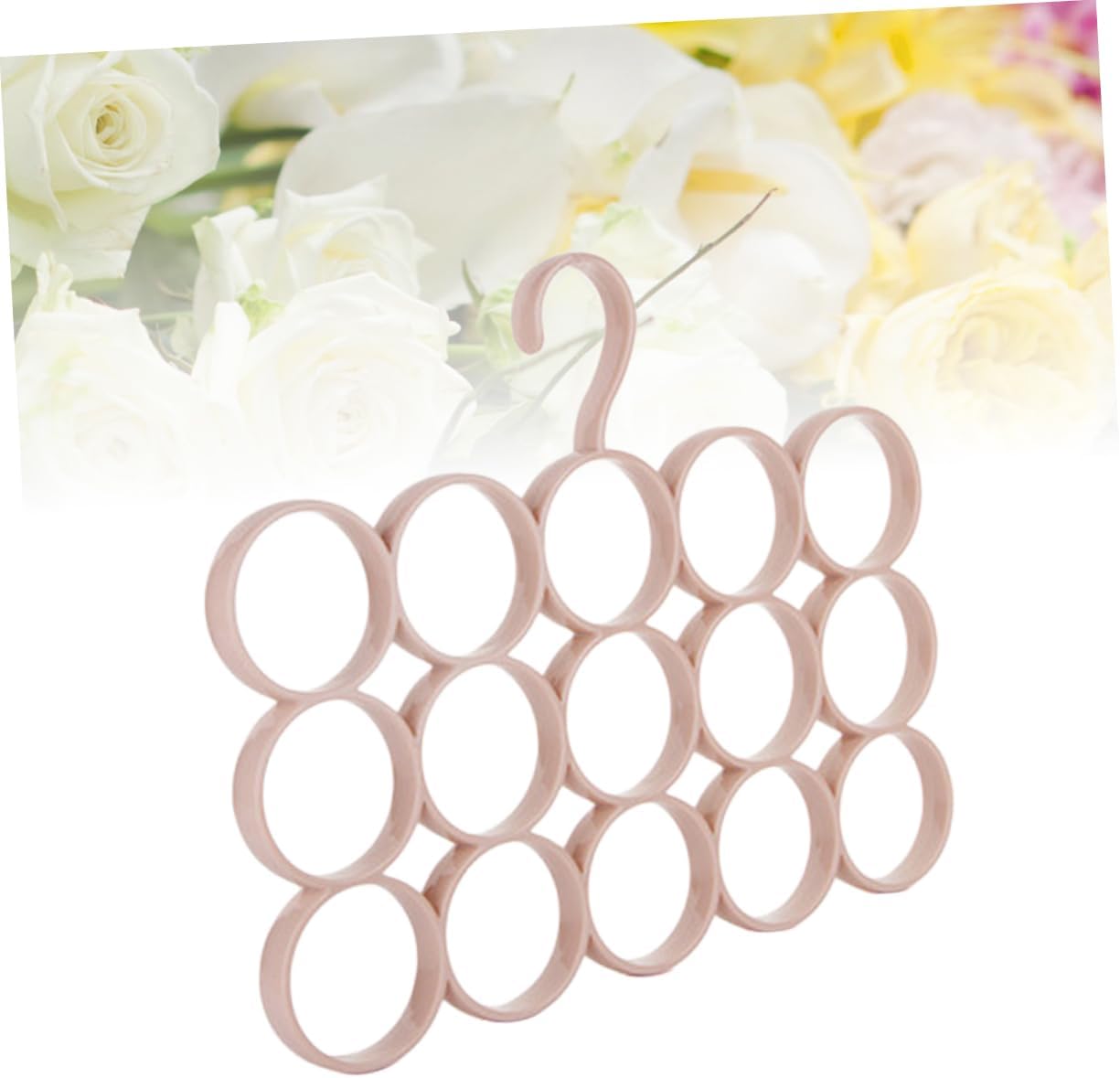 15 Ring Scarf Organizer Plastic Rack for Ties, Closet Storage