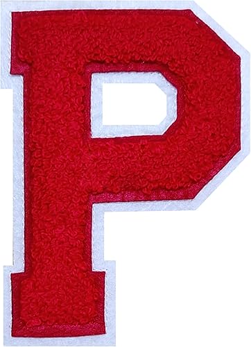 Miniatura 24 de 2 parches de letras de felpilla termo-adhesivas de 4.5 pulgadas, parches de letras universitarias con puntada de felpilla roja/blanca para ropa (H)