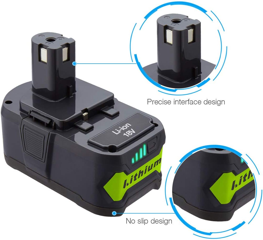 Powerextra 6.0Ah 18V Battery Compatible with Ryobi 18 Volt ONE+ P102 P103 P104 P105 P107 P109 P122 Cordless Power Tools 2 Pack