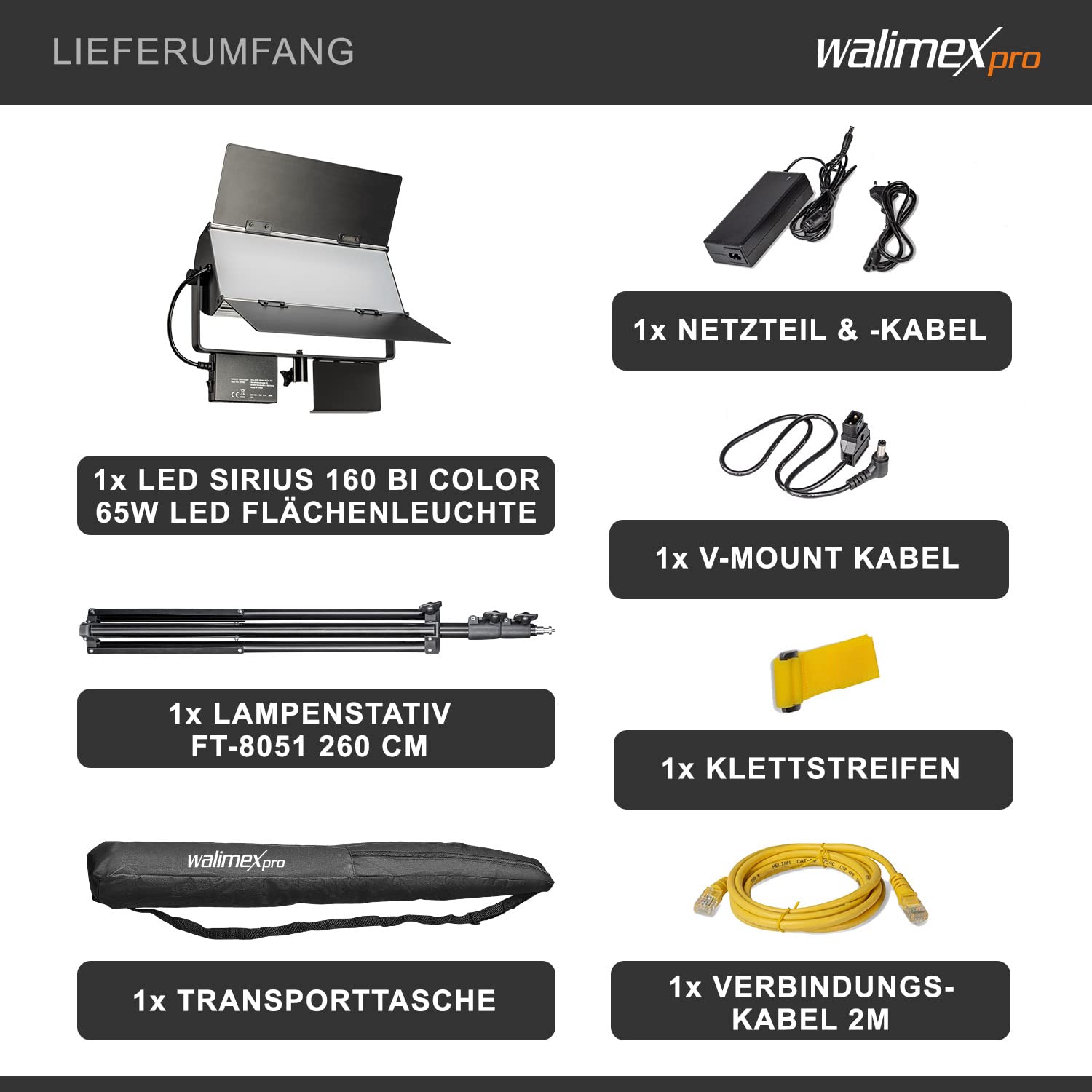 Walimex Pro LED Versalight 500 Bi Color Set De 2 Pièces - Composé De 2 Pieces Compose De 2 Lampes A Plat 2 Pieds De Lampe Jusqu A 260 Cm Et 4 Accumulateurs 93881602