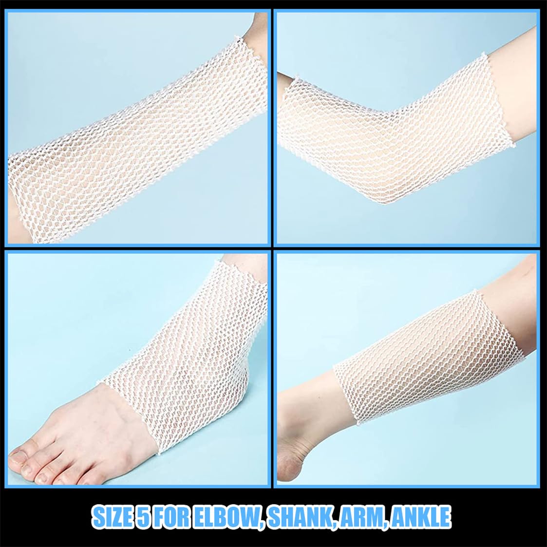 Elastic Stretch Net for Wound Care Size 5 Tubular Bandage Elbow Dressing Retainer Without Use Tape (1.5 in × 11 yd Unstretched) - 4