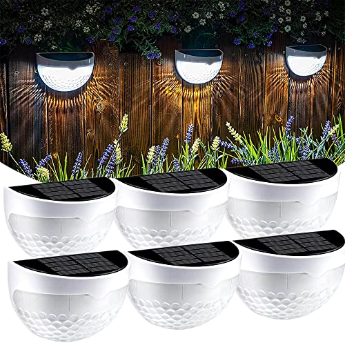ZZYYZZ Luces solares para Cubierta, luz Solar para Exteriores, Luces solares para cercas para Exteriores, Luces solares Impermeables IP54 para el anochecer al Amanecer,White Light,6 Pack