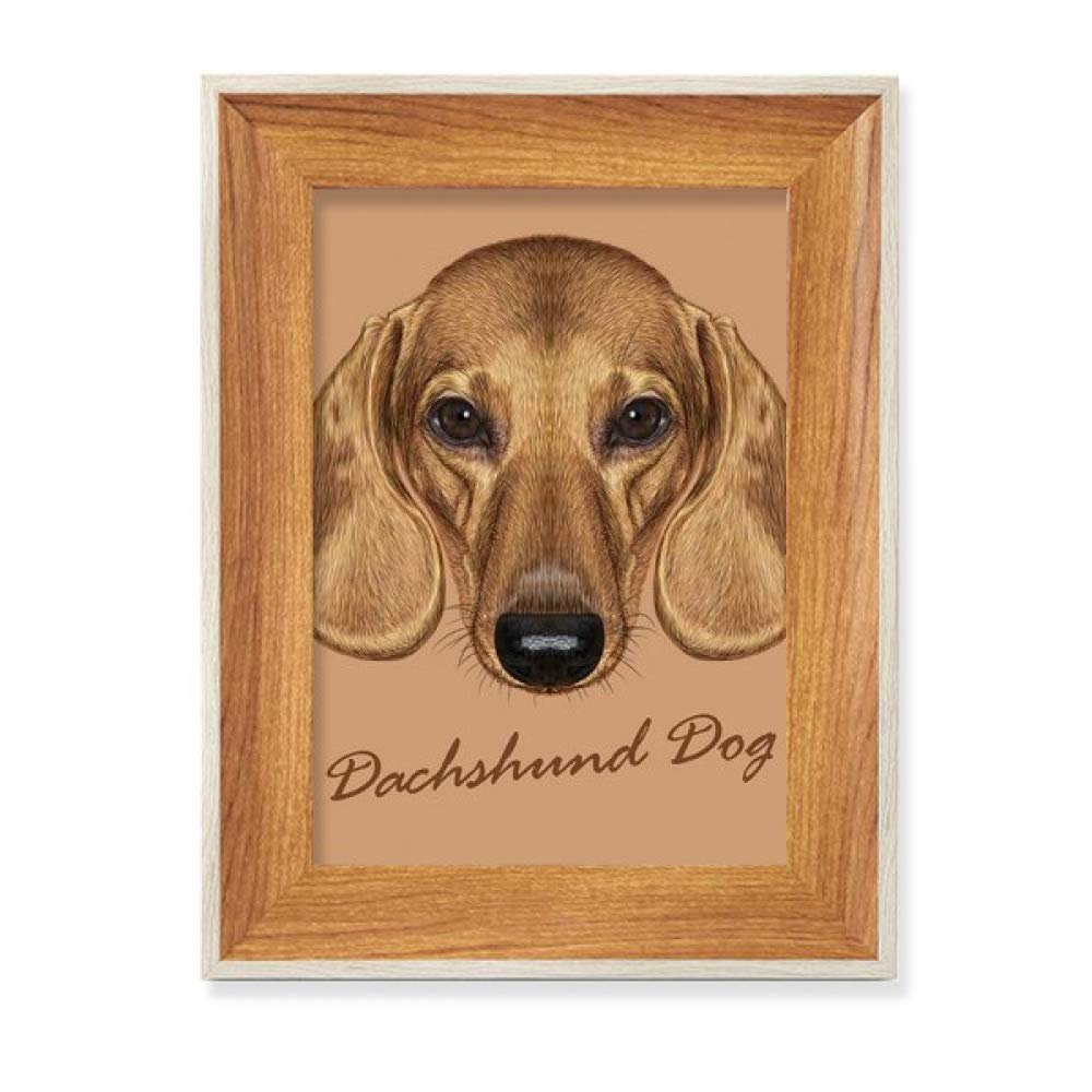 Cadre photo chien Teckel brun en bois pour décorer votre bureau de travail
