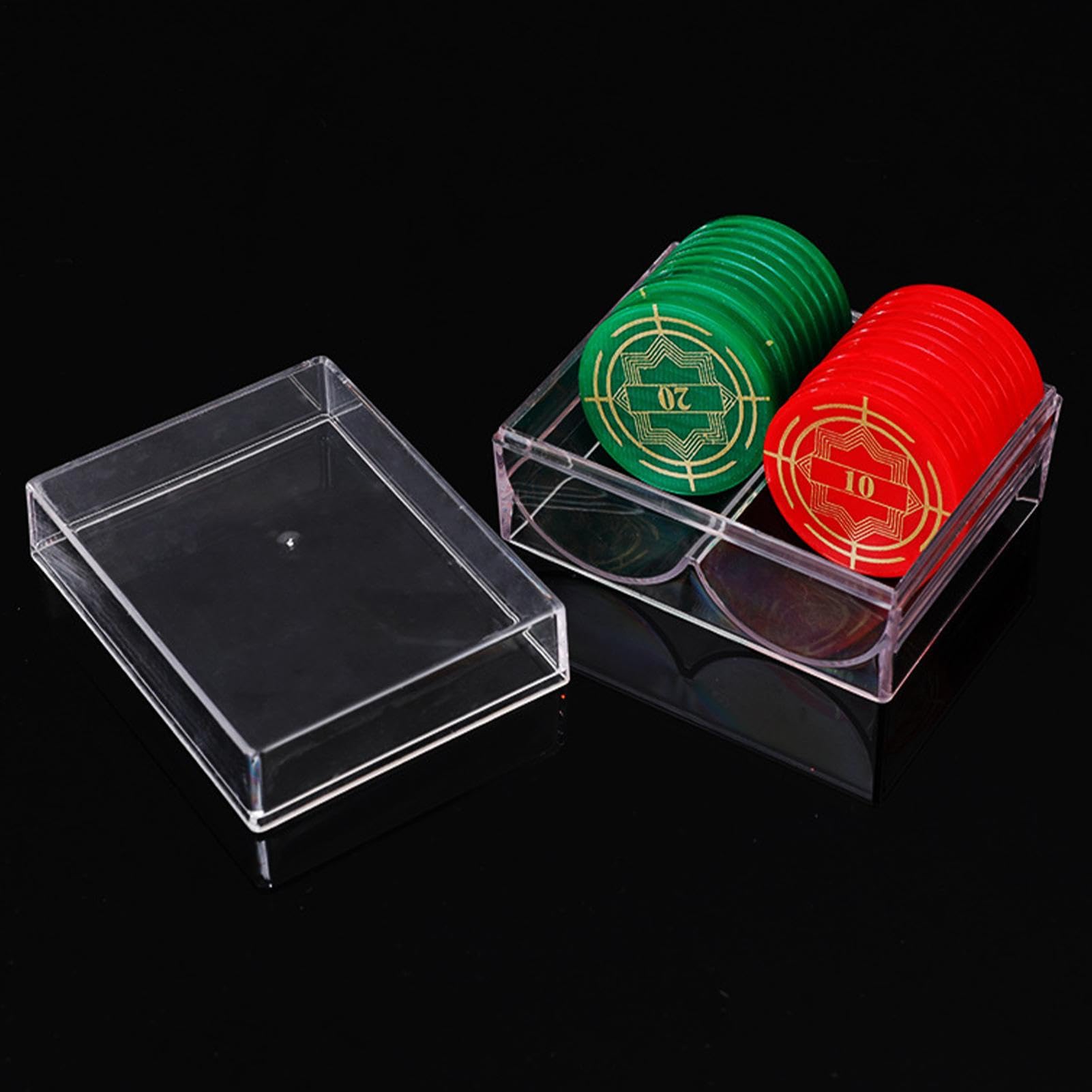 Pokerchip-Halter - Poker-Chip-Etui | Poker-Chip-Display | Kartenetui Aus Acryl Mit 2 Fächern | Acryl-Pokerchip-Halter Halten Jeweils 40 Chips Für Anfänger Und Fortgeschrittene