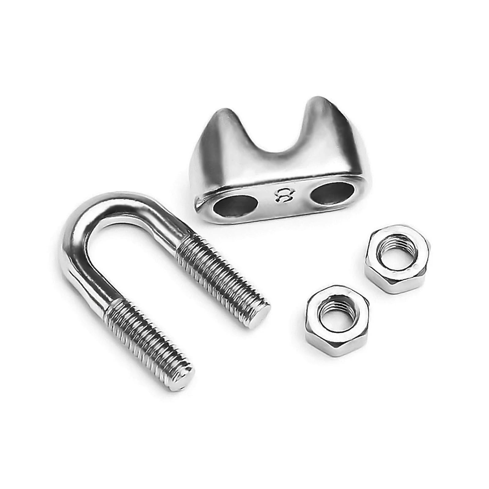 Abrazaderas de Cable en Forma de U Impermeables de 5 a 10 Piezas, Clips de fijación de Cable de Acero Inoxidable, Accesorios de sujeción de Eslinga(M8x10pcs)