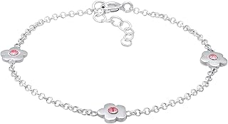 Elli Armband Kinder Blumen Filigran mit Kristallen Rosa in 925 Sterling Silber