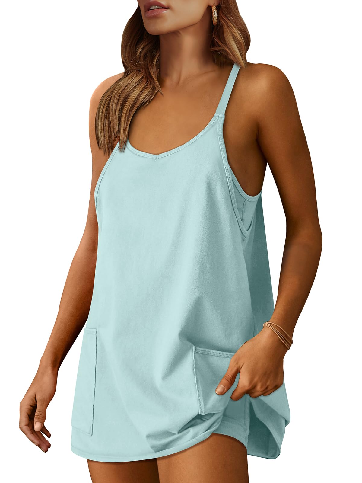 ANRABESS Women Athletic Dress Summer Tennis Workout Active Sports Mini Romper Dress Built in Shorts Travel Vacation Clothes