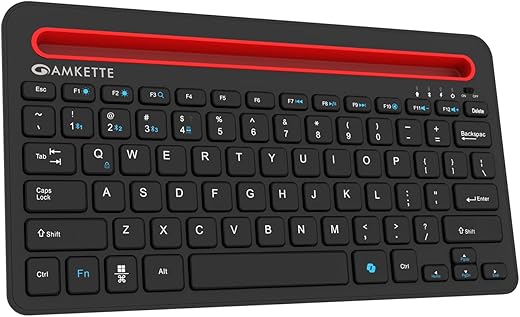 Amkette Optimus Pro 4 in 1 Rechargeable Wireless Keyboard, 2.4 GHz & BT5.0 Connectivity, Tablet & Phone Holder, Silent Laptop Style Scissor Keys,…