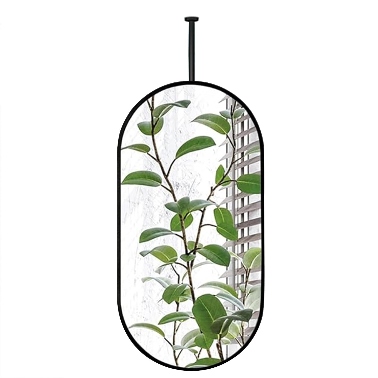 FGXHHS Oval Mirror Ceiling Mounted Black Bathroom Vertical Hanging Rod for Living Room, Bedroom, Entryway - Customizable Pole (Size : 50cmx70cm)