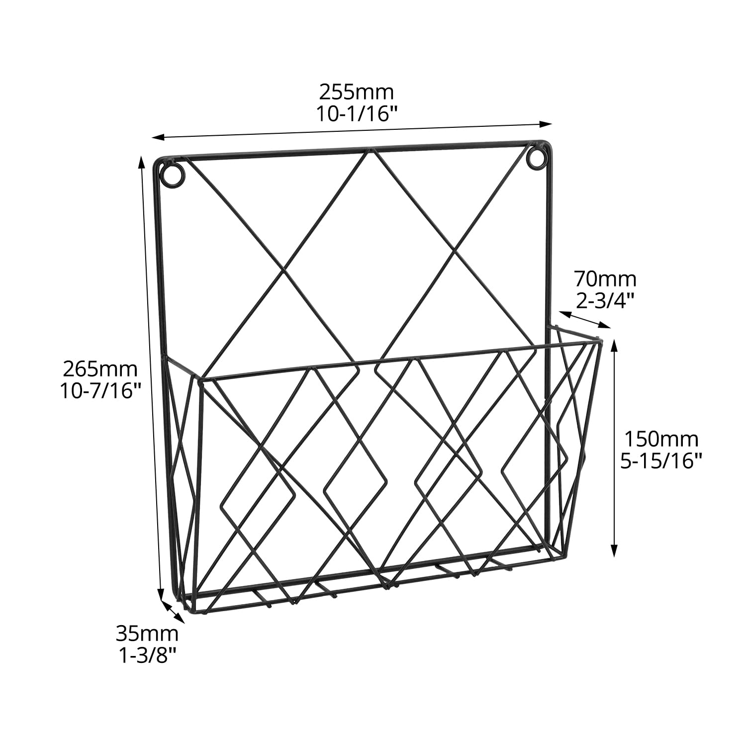 QWORK® ścienny uchwyt na gazety uchwyt na gazety 26x25 cm - metalowy stojak ścienny do biura i salonu - czarny