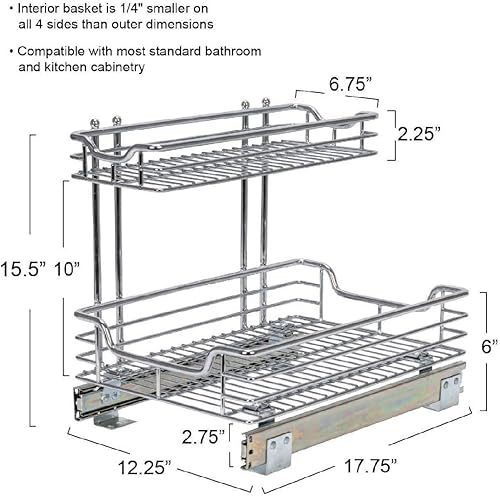 Vista 176 de Household Essentials Glidez - Organizador multiusos de acero cromado extraíble y deslizante para utensilios de cocina y utensilios para hornear