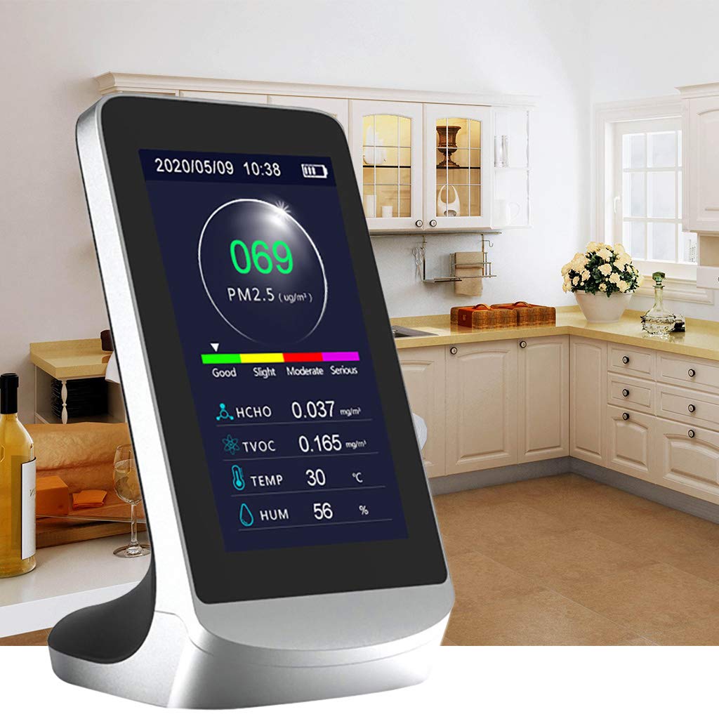 Monitoraggio della qualità dell'aria PM2.5 HCHO TVOC Analizzatore di Polvere Rilevatore Sensore di Inquinamento Interno/esterno Con Funzione Storia Rilevatore Radon