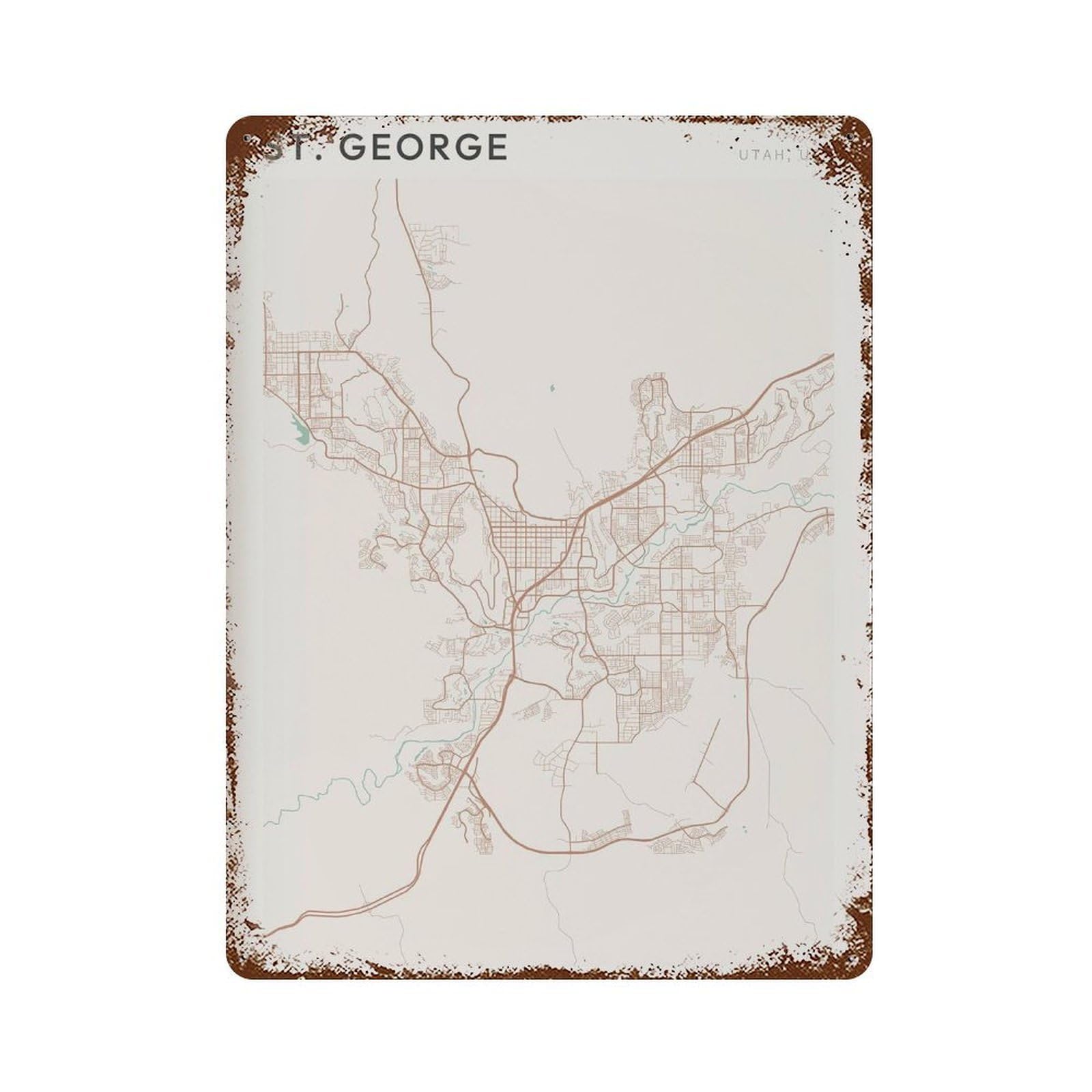 xiaoxiaoshen St George Map Utah Travel Gift Farmhouse Decor Wall Decor Art Metal Tin Poster Modern Home Decor Art Home Bar Shop Decorations Vintage Sign 40x30cm