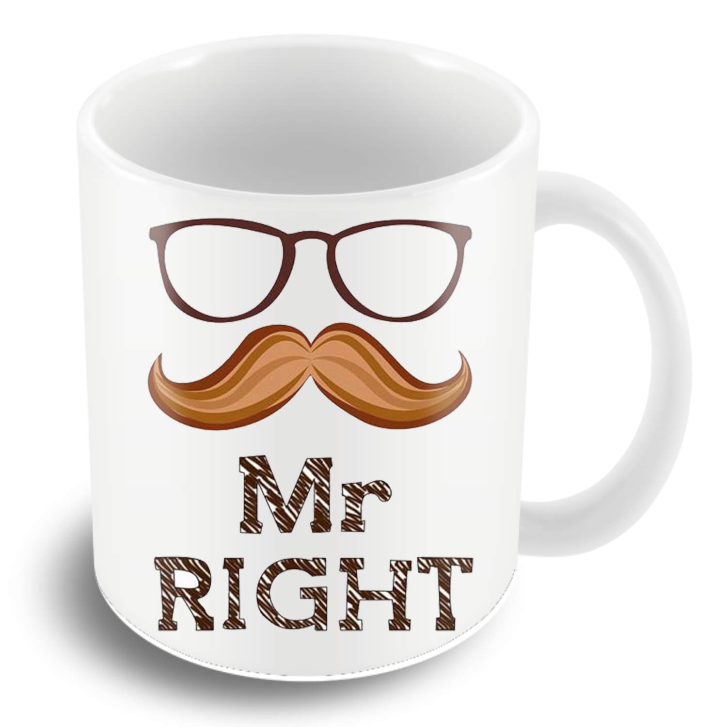 Funcart Mr. Right with Mustache and Goggle Coffee Mug(325 ml)