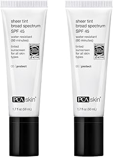 PCA SKIN Sheer Tint Broad Spectrum SPF 45 - Universally-Tinted Water-Resistant Hydrating Sunscreen for Use Alone or Under Foundation & Makeup (1.7 fl oz)
