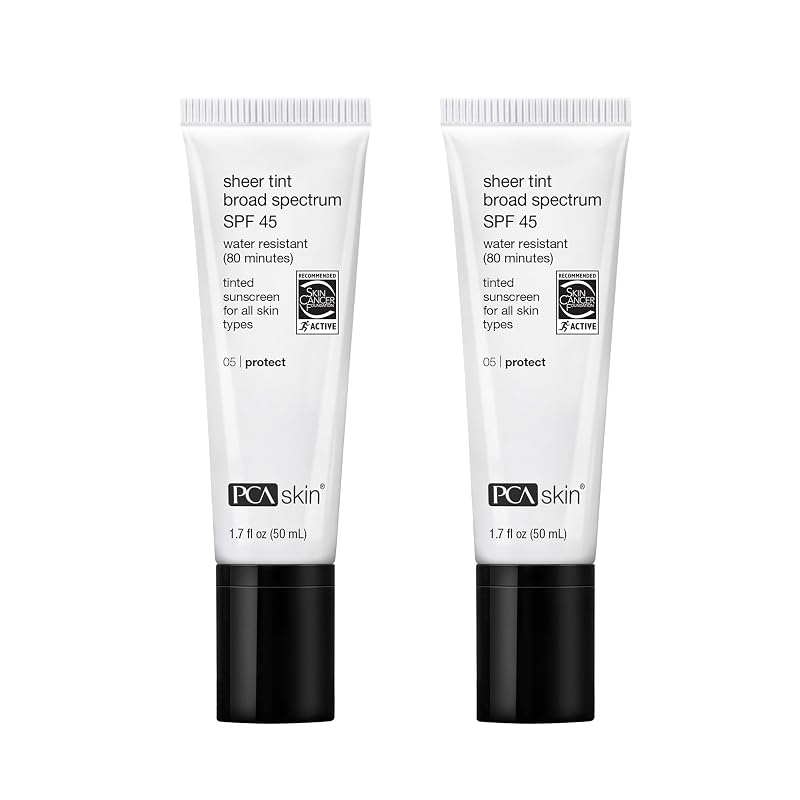 Protetor solar facial com cor PCA SKIN SPF 45