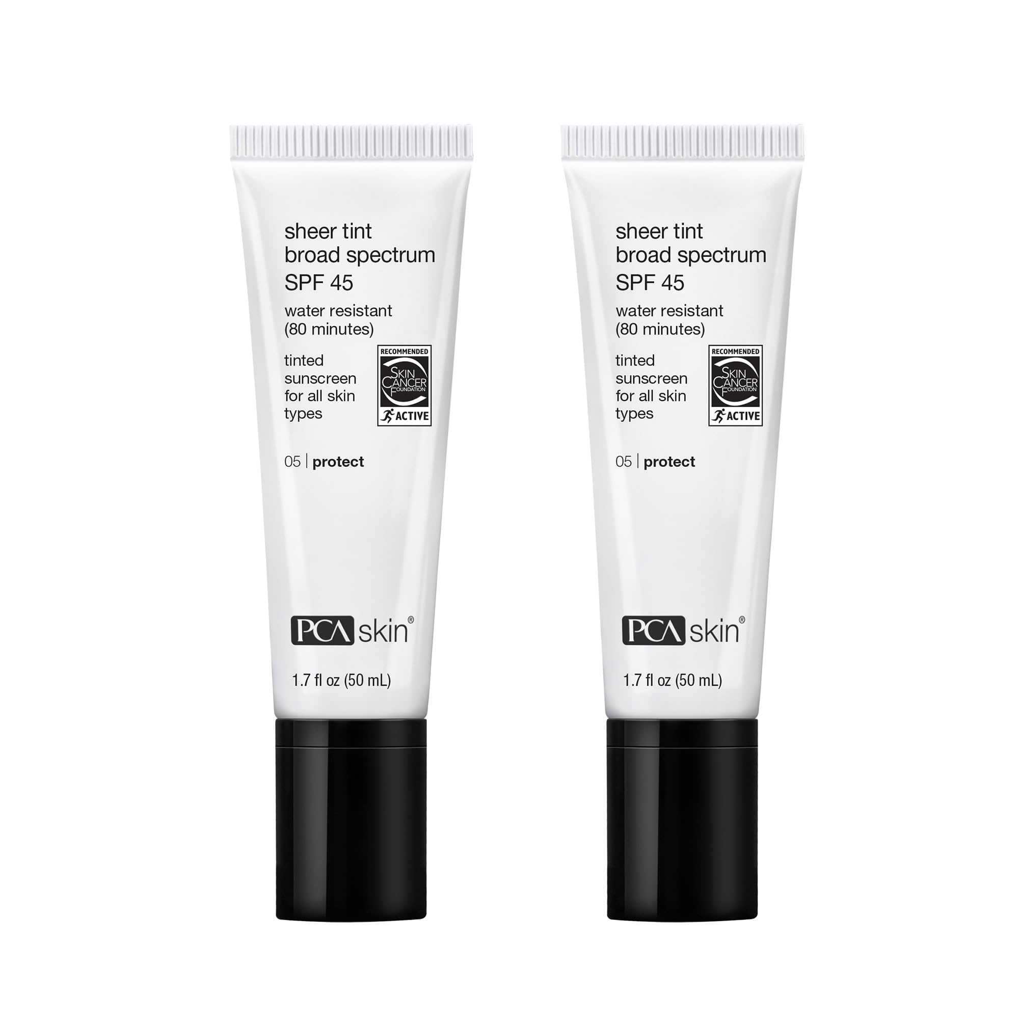 PCA SKIN Sheer Tint Broad Spectrum SPF 45 - Universally-Tinted Water-Resistant Hydrating Sunscreen for Use Alone or Under Foundation & Makeup (1.7 fl oz)