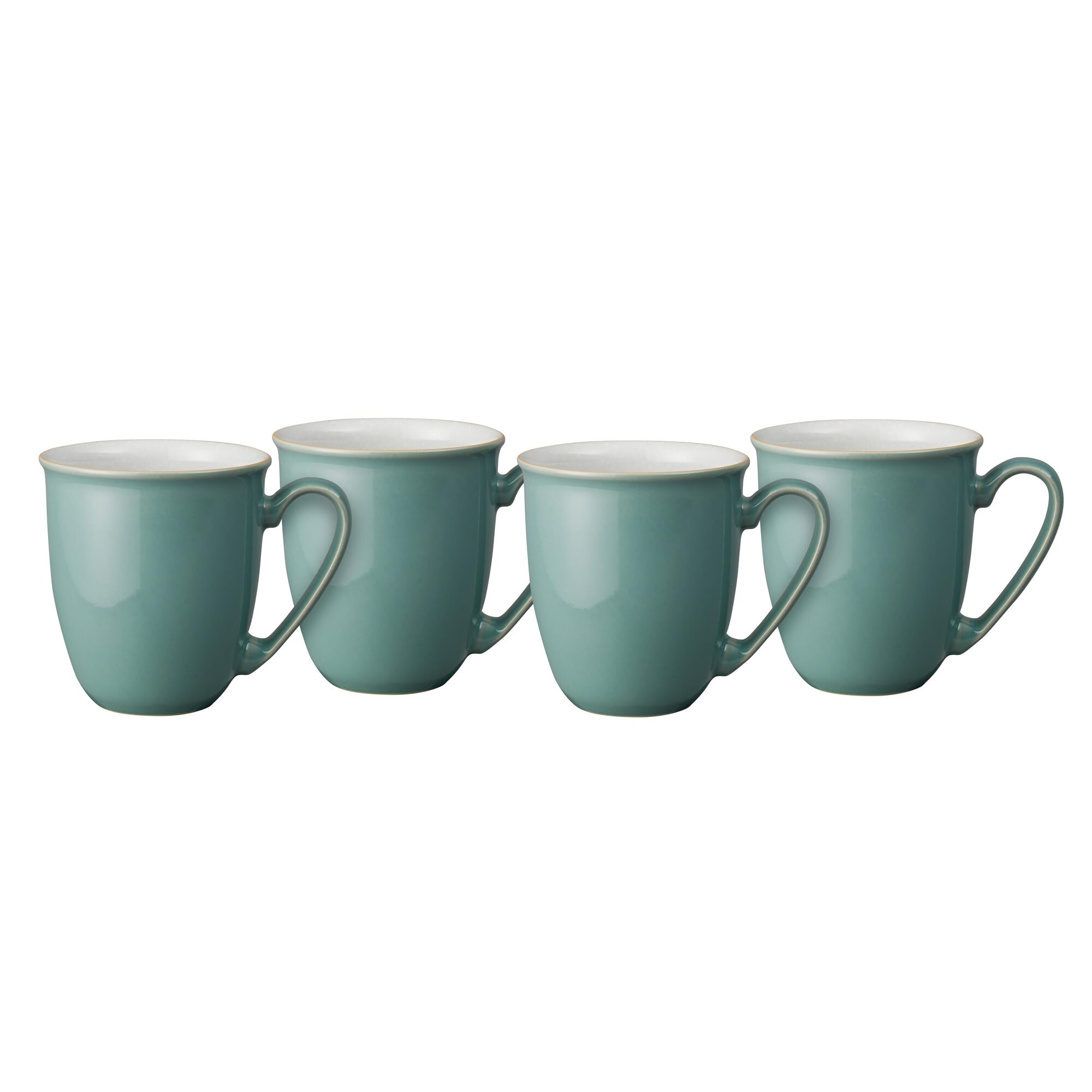 Elements Fern Green Coffee Mug Set of 4 - 330ml Stoneware Ceramic Tea Mug Set For Home & Office - Dishwasher Safe, Microwave Safe - Green, White - Chip Resistant