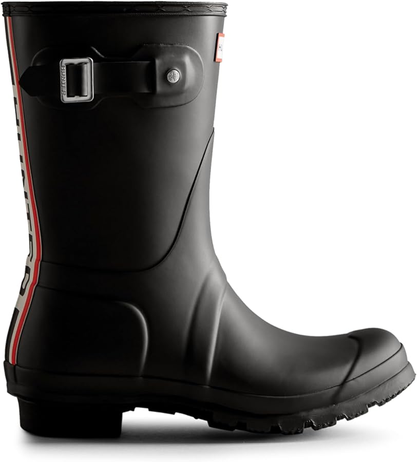 Hunter Women's Original Short Tri-Colour Logo Rain Boot, Black, 9