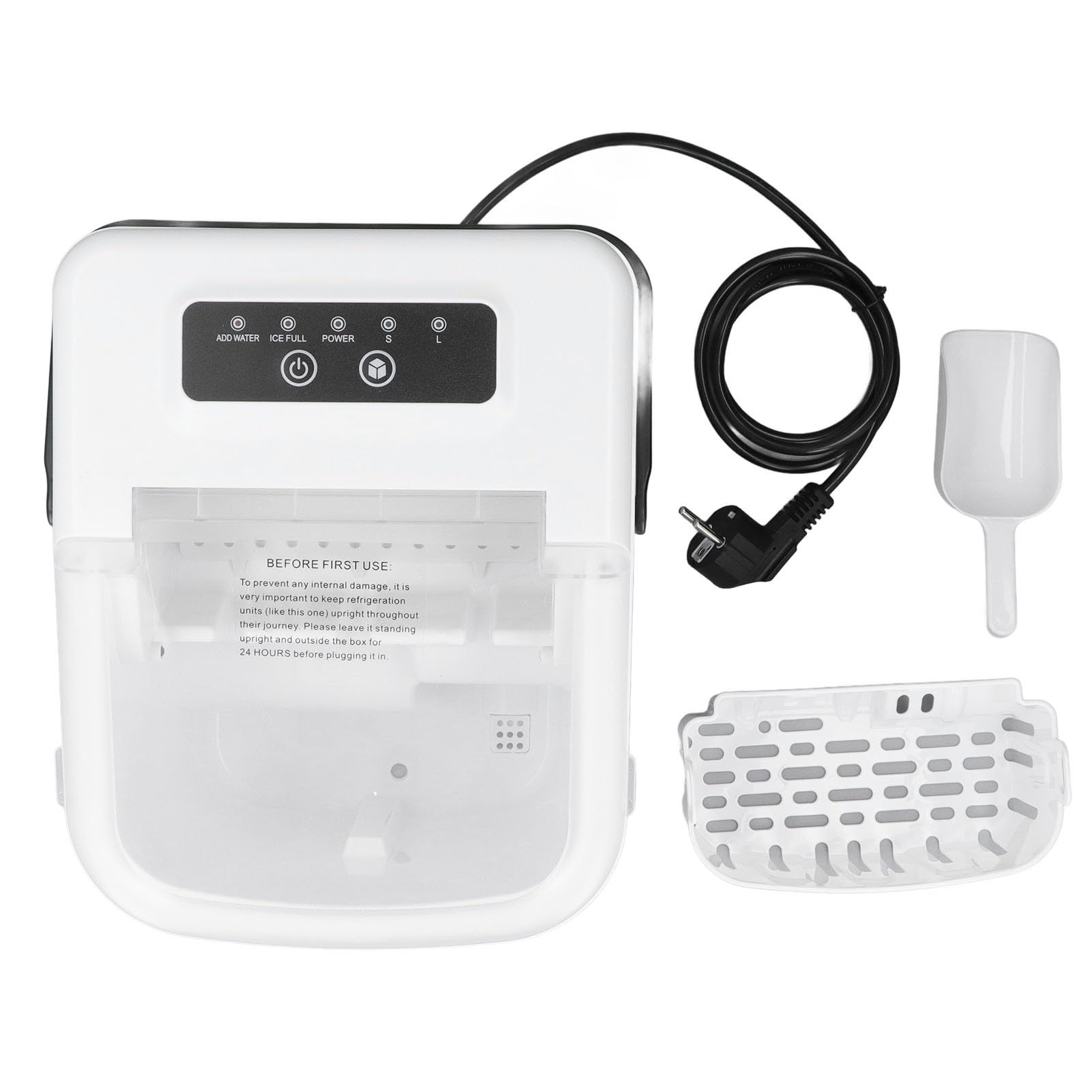Naroote Macchina per il Ghiaccio Portatile da Banco con Maniglia, 9 Cubetti di Ghiaccio Pronti in 6 Minuti, 12 Kg in 24 Ore e Serbatoio da 2,3 Qt per Casa, Ristoranti, Caffetterie (Spina UE da 220 V