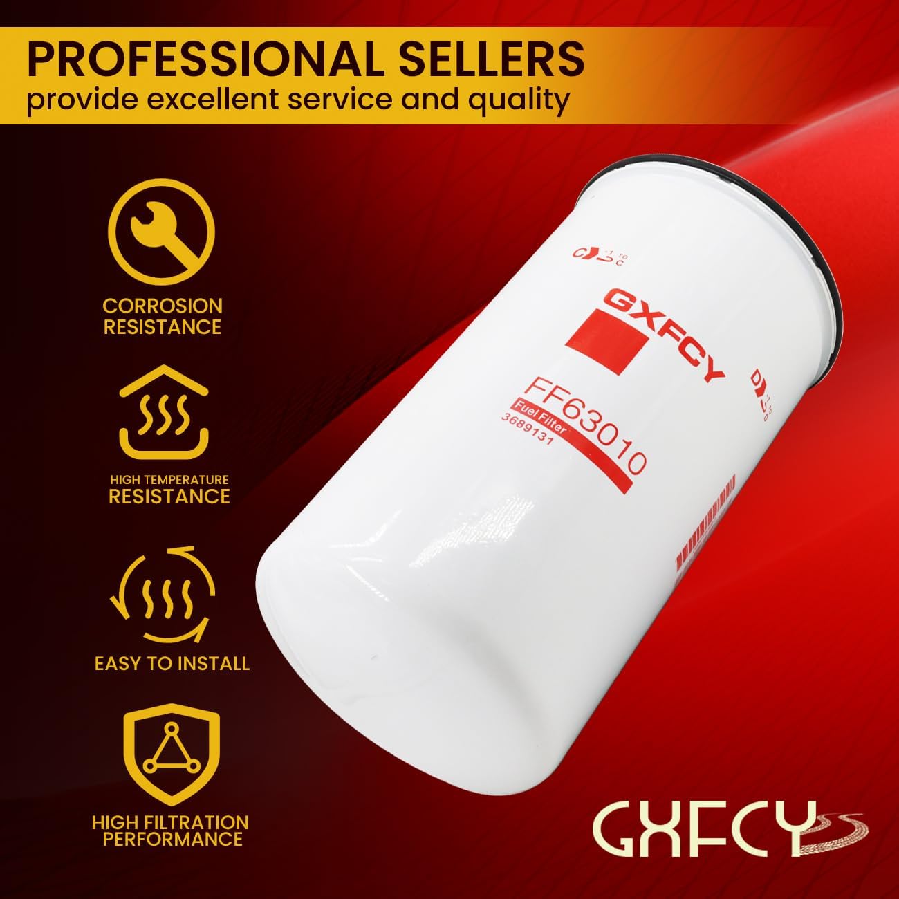 FF63010 Fuel Filter Replaces 3689131 Compatible with John Deere QSX15 9570 R 9570 RT 9620 R