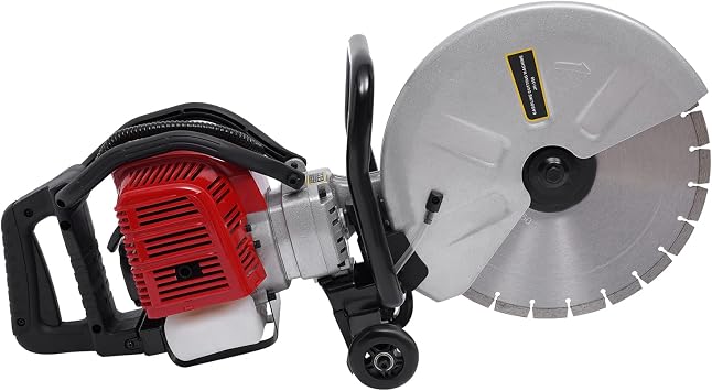 1400w Gas Concrete Cut off Saw 2 Stroke 52 CC Cement Masonry Wet Dry Saw Cutter+Blade,For Cutting Cement Blocks, Stone, Asphalt RoadbedWith 350mm Blade