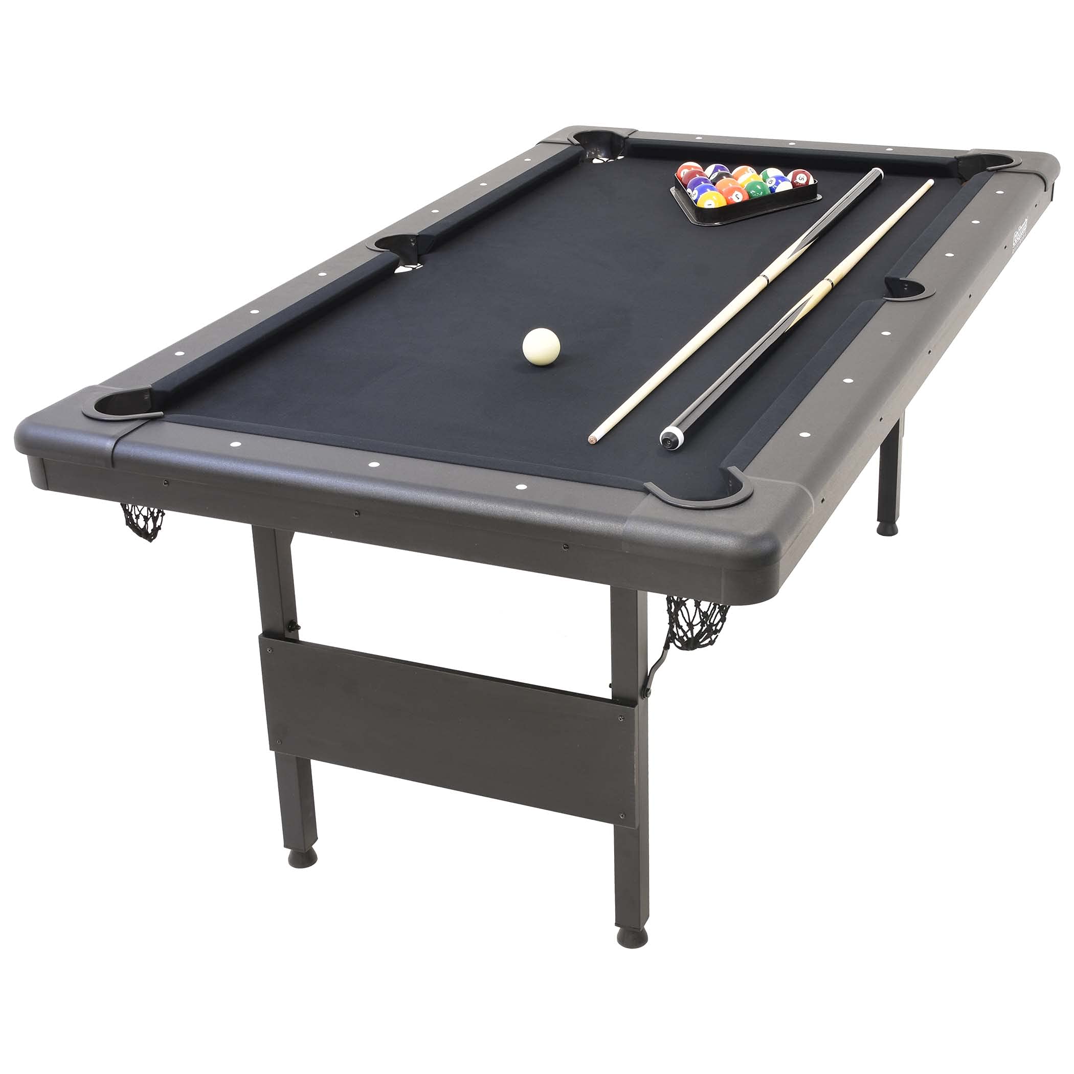 GoSports 6ft or 7ft Billiards Table - Portable Pool Table - Includes Full Set of Balls, 2 Cue Sticks, Chalk, and Felt Brush; Choose Your Size and Color