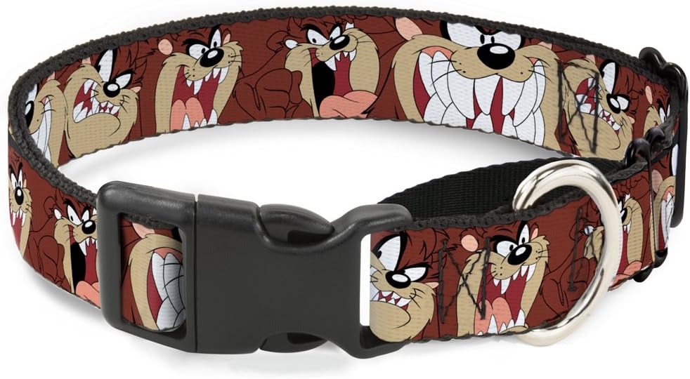 Buckle-Down Dog Collar Martingale Tasmanian Devil Expressions Brown 16 to 23 Inches 1.5 Inch Wide