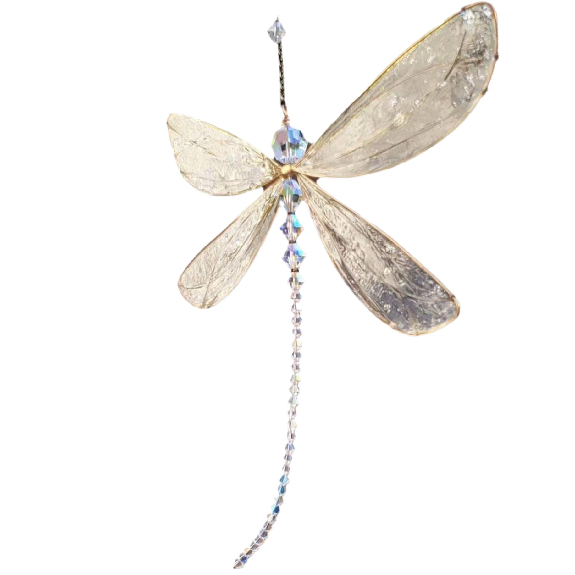 Licsaliwe Dragonfly, Crystal with Beading, Elegant Rustic Hanging Dragonfly Decor for Window Garden Car 6x6