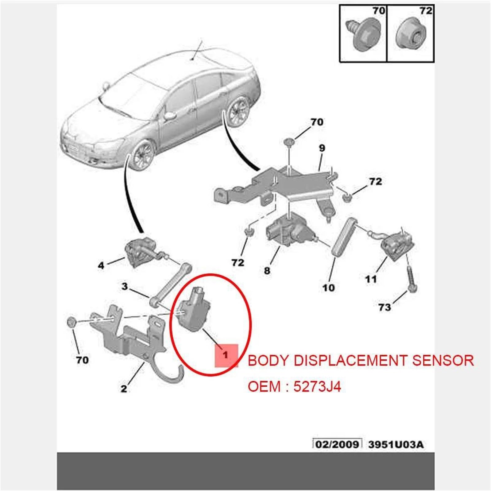 Czujnik wysokości samochodu do Citroen C5 C6