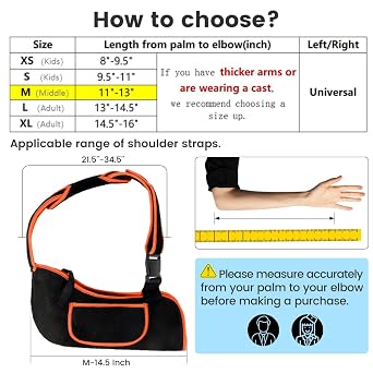 Arm sling, lightweight and breathable medical sling with adjustable shoulder strap, right or left, women or men, shoulder mesh immobilizer slings for elbow injury/torn rotator