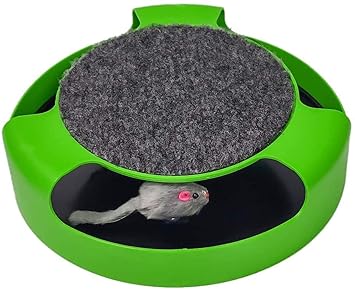 Foodie Puppies Interactive Catch The Mouse Cat Scratcher Toy with a Running Mice and a Scratching Pad for Cats & Kittens (Color May Vary, Pack of One)