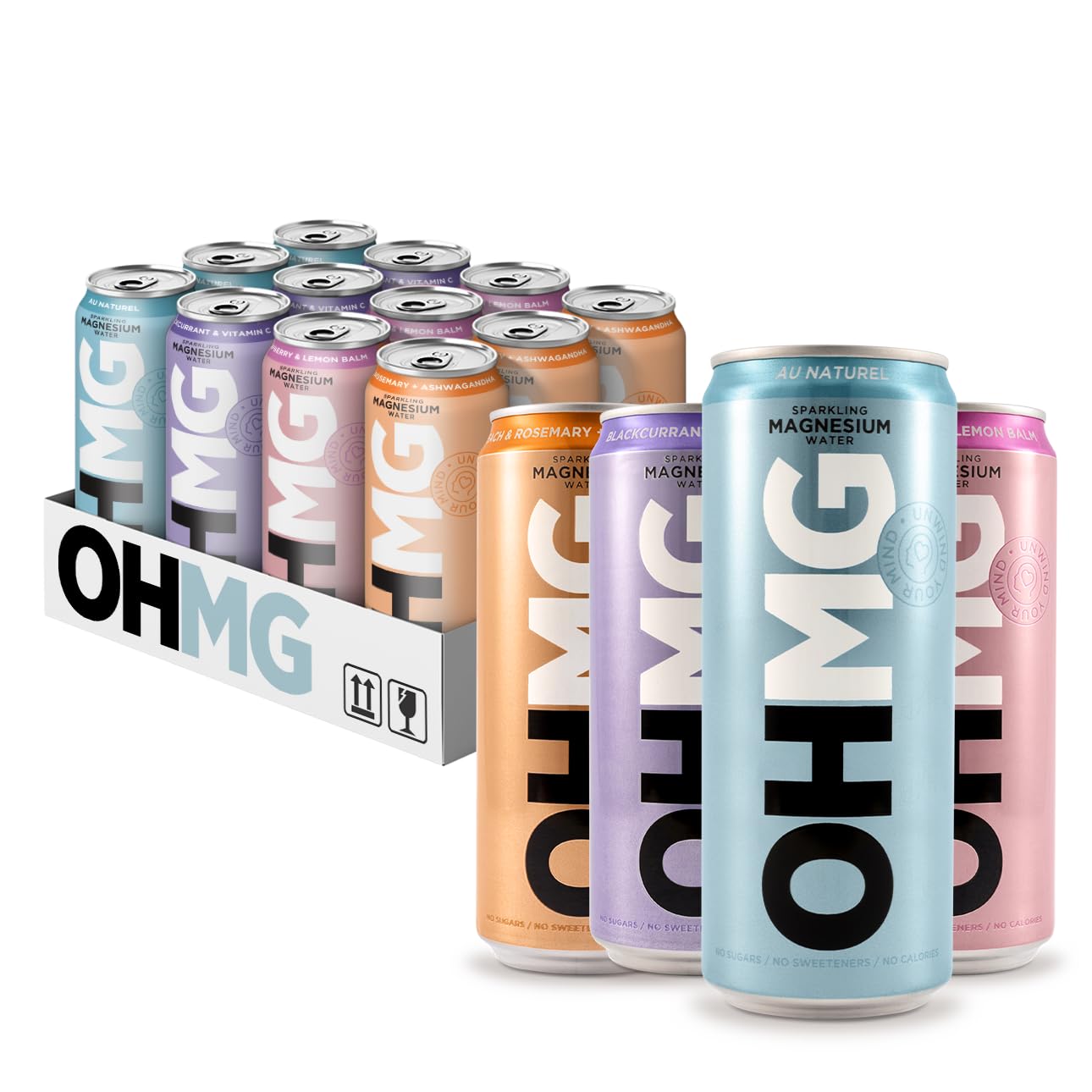 OHMG Water | 12 x 330ml Sparkling Magnesium Water | Variety Pack