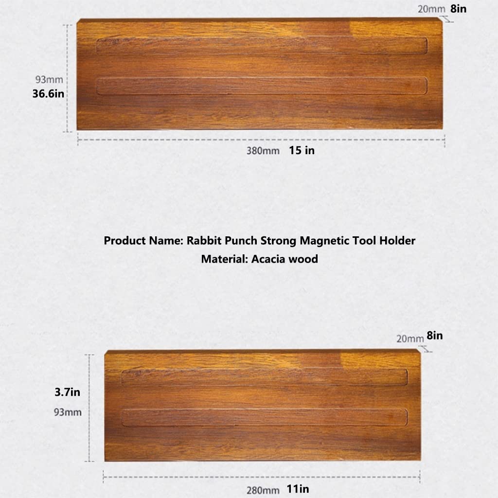 Messerblock Magnetmesserhalter for Wand 16 Zoll Akazien Holz Mächtige Neodym Magnet Messer Kleiderbügel Messer Bar Küchenbedarf Lager (Größe : 15 in)