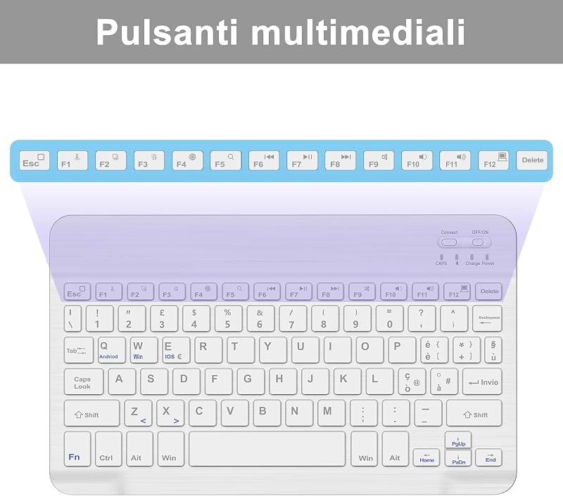 JADEMALL Bluetooth Billentyűzet iPad Samsung Lenovo Huawei Xiaomi Tablet Telefonhoz, Újratölthető Vezeték Nélküli Klaviatúra iOS Android Win
