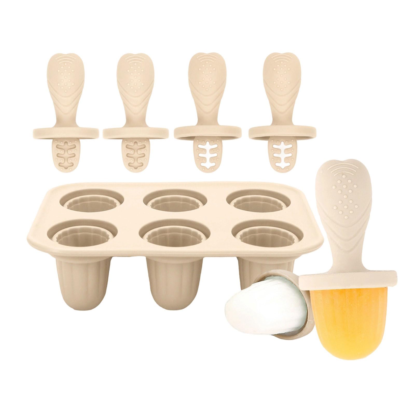 Oxxggkao 6 Piece Teething Ice Popsicles Molds for Infants Silicone Ice Cubes Tray with Chewable Edges Safe for Babies Teeth and Dishwasher Friendly Baby Teething Cubes Tray